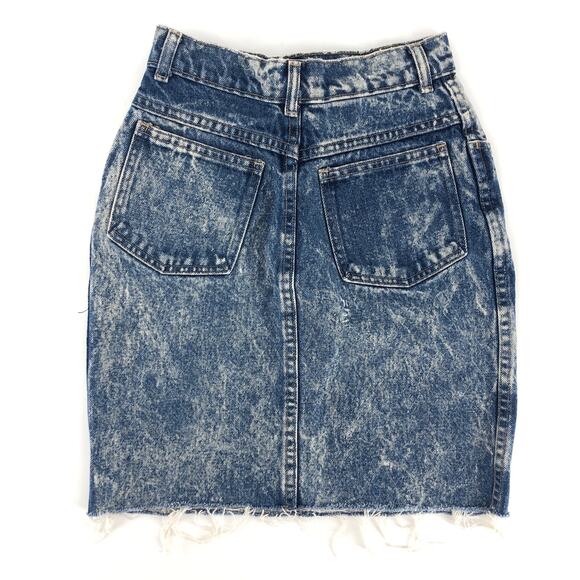 80s acid washed denim jean skirt 1980s vintage - Picture 2 of 7